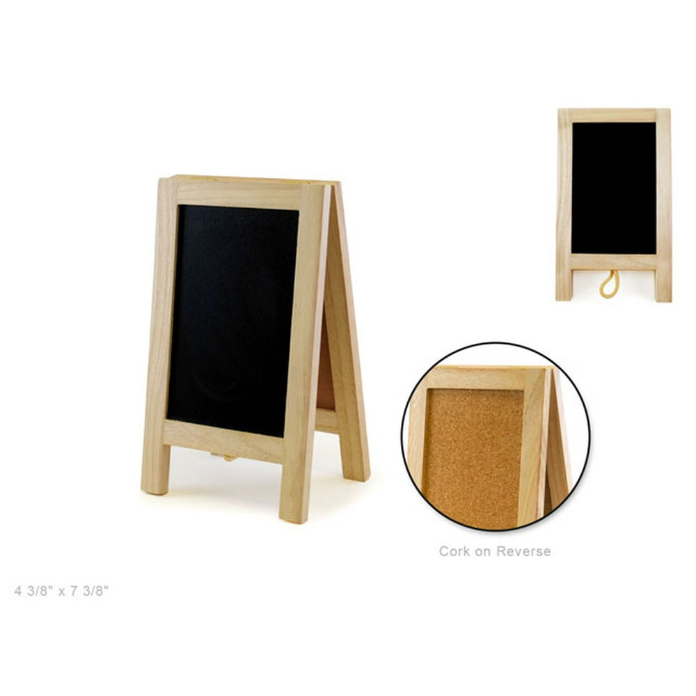 Wooden DoubleSided Chalkboard / Cork Board Easel Stand Table Sign 7.