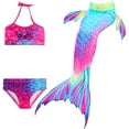 thumbnail image 1 of 3 Pcs Girls Swimsuit Mermaid Tails for Swimming Princess Bikini Bathing Suit Set DH22 150, 1 of 7