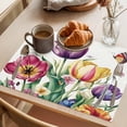 thumbnail image 3 of Purple Red Tulips Placemats Set of 8, Flying Butterfly Non-Slip Place Mats Washable Table Mats for Kitchen Dining Table Decorations Indoor/Outdoor, 3 of 9