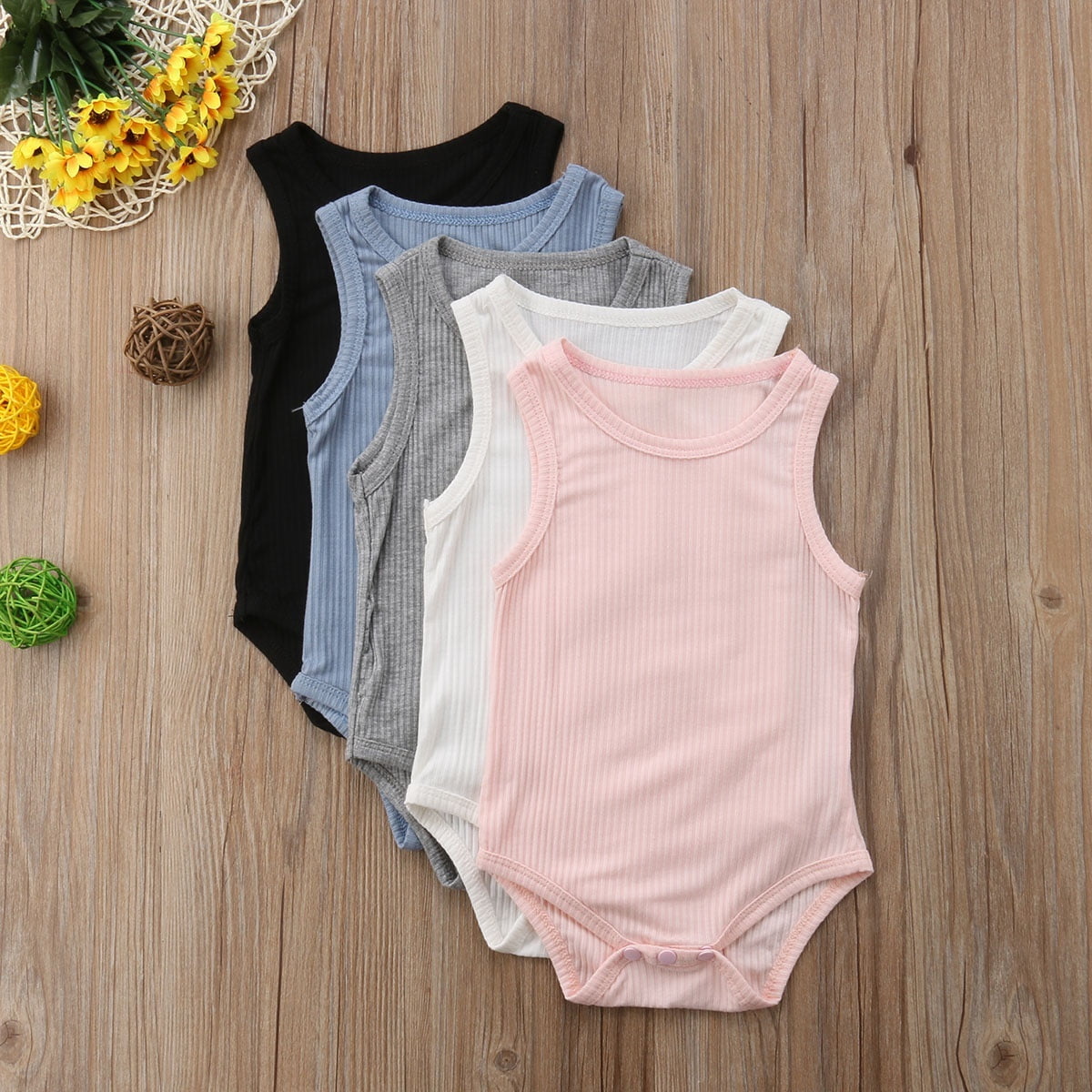 GRNSHTS Newborn Baby Boys Girls Stripe Sleeveless Romper Black and White One Piece Bodysuit GRNSHTS Newborn Baby Boys Girls Stripe Sleeveless Romper Black and White One Piece Bodysuit