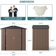 6x4 FT Storage Shed, Tool Shed with Sloping Roof and Lockable Door with Doors, Brown