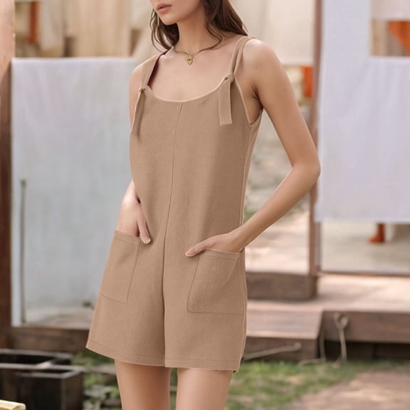 Women's Summer Solid Color Jumpsuits Fashionable Casual Shorts Suspender Bib Women Maternity Overalls Jean Suits Bandeau Cutout Shir Pocket Design Jumpsuit Romper Women Jumpsuits with Train Dinner