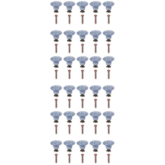 30PCS Ceramic Cabinet Knobs Vintage Drawers Handles for Kitchen Cupboard Drawer Bookcase Furniture Door (with Screws)