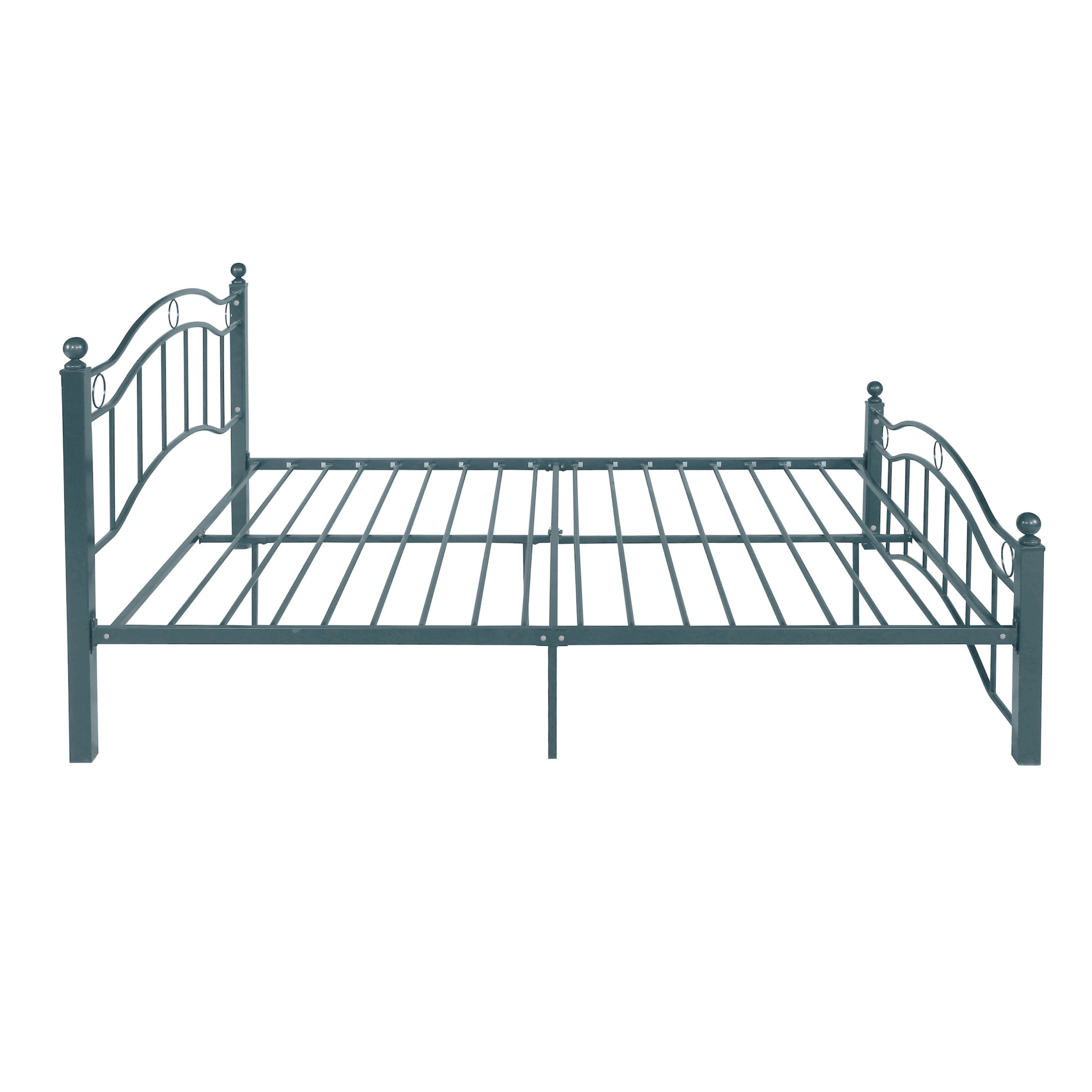 Christopher Knight Home Contemporary Queen Size Metal Bed Frame with Wavy Headboard and Footboard, Blue
