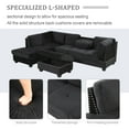 thumbnail image 5 of Reversible Sectional Sofa with Chaise Lounge, Modern L-shaped Linen Sofa with Storage Ottoman and Cup Holder, Rivet Trim Upholstered Living Room Sofa with Removable Back Cushion, Black, 5 of 7
