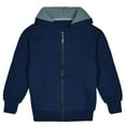 thumbnail image 4 of Kids Sherpa Lined Fleece Full Zip Up Hooded Sweatshirt Jacket, Navy, S, 4 of 6
