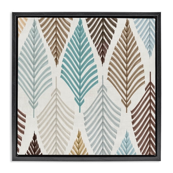 Stupell Industries Eclectic Leaf And Stem Pattern Black Floating Frame Canvas Art, 18 x 18, by Eli Jones
