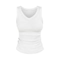 thumbnail image 3 of Endives Women's Camisole Tops Summer Ribbed Slim Fit V Neck Vest Top Basic Knitted Casual Tank Top White, 3 of 7