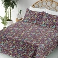 thumbnail image 3 of Ambesonne Paisley Fitted & Flat Sheet with Sham 3 Pcs Set, Oriental Feels Ethnic Bloom, Twin XL, Eggplant Apricot Sky Blue, 3 of 5