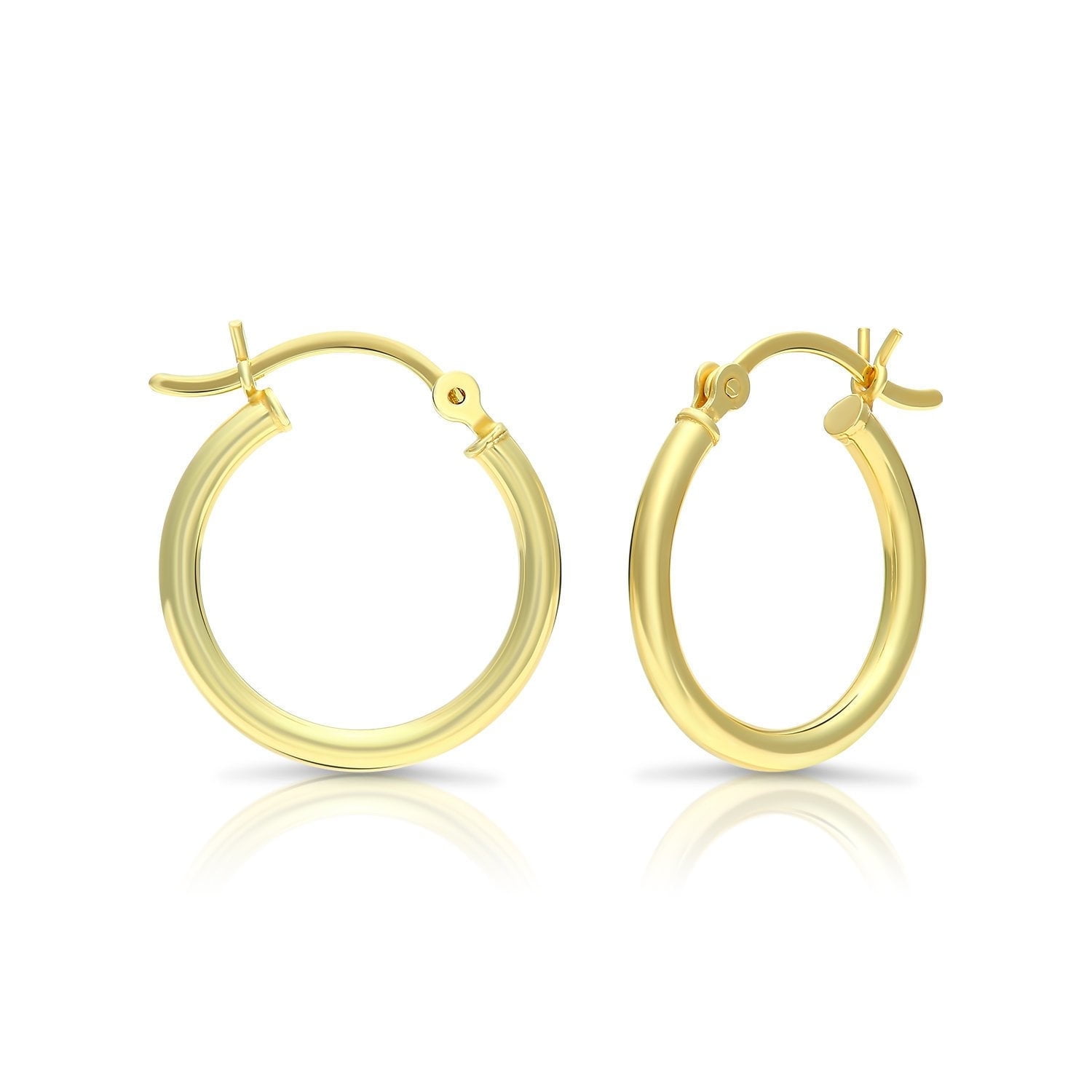 Tilo Jewelry Yellow Gold Plated 925 Sterling Silver Classic Polished Round Hoop Earrings (18MM) for Women & Unisex