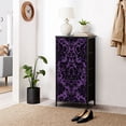 thumbnail image 6 of Boho Dresser for Bedroom with 4 Storage Drawers Elegant Black Purple Damask Design Dressers Chest of Drawers Steel Framed Fabric Closet Organizers for Dorm Entryway, 6 of 8