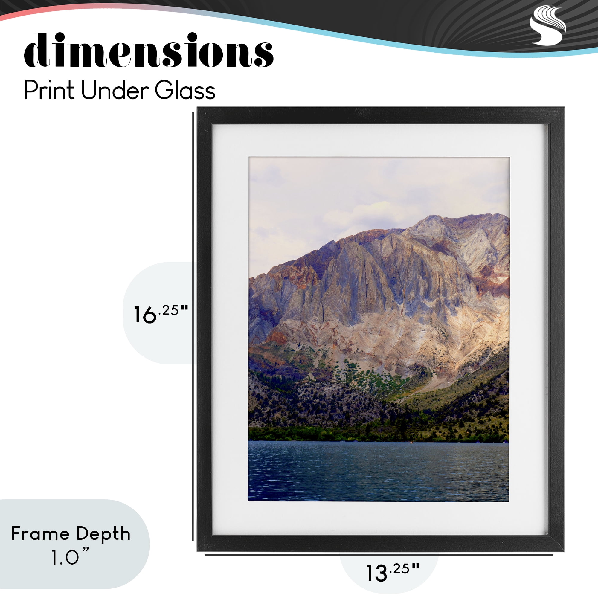 Stupell Industries Serene Lake Beneath Mountains Black Framed Print Under Glass, design by Gemma Bardot
