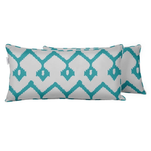 VargottamIndoor/OutdoorPolyester FabricLumbarPillowCover,All-Weather Waterproof Rectangular Cushion Case for Patio Furniture,12" x 20"Set of 2 -Ikat-57