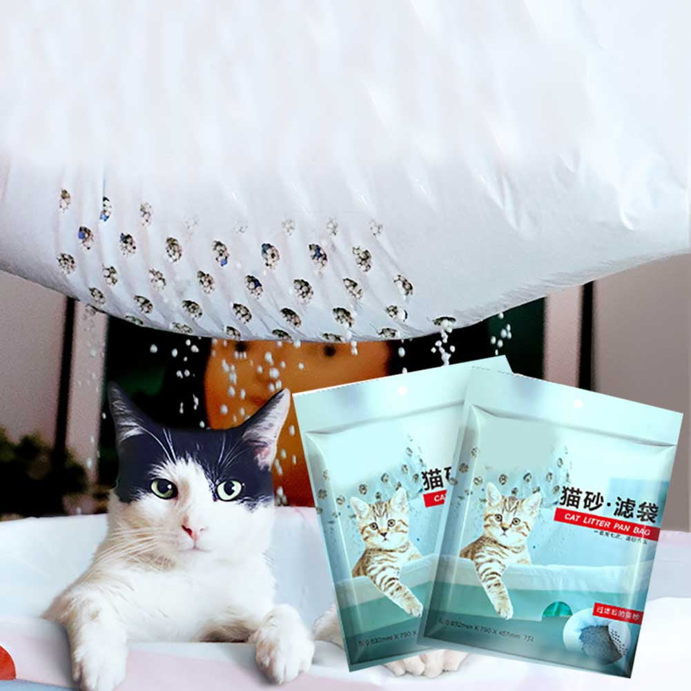 Cat Litter Bag 7Pc/set Thickened Lazy Pet Sand Bag with Filter Hole Large  Capacity Drawstring Cat Poop Bag Pet Cleaning Supplies
