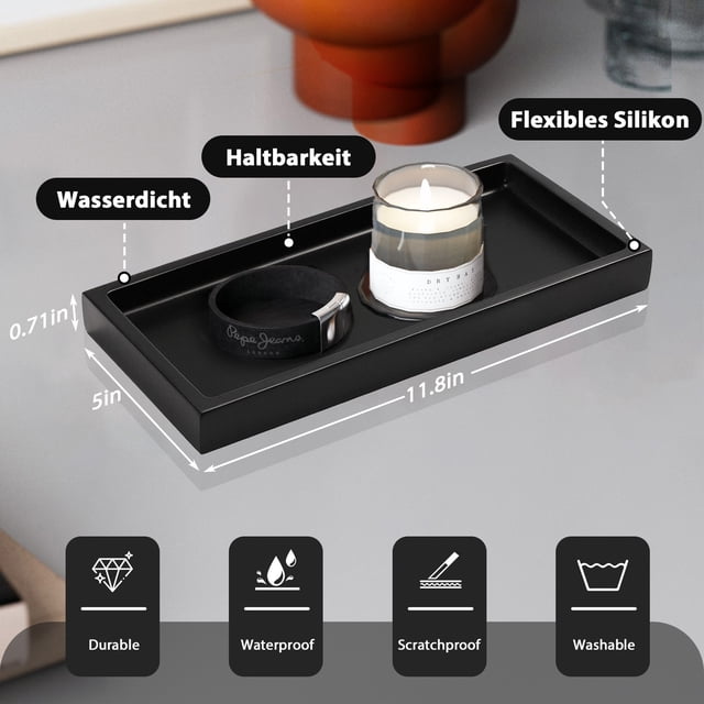 Bandeja de silicona Wosthever 2 unids/set para baño cocina fácil de limpiar Almacenamiento y organización del hogar