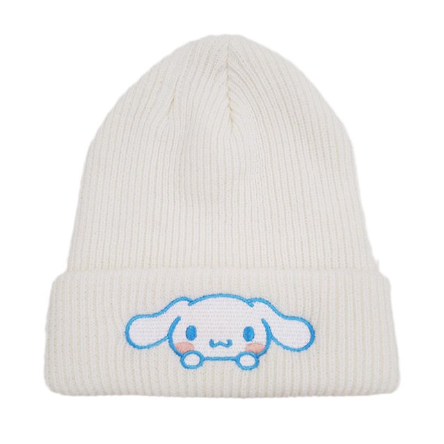 Saniro Hello Kitty Gorro de punto para mujer Anime lindo dibujos animados Cinnamoroll Melody Kuromi niños invierno cálido gorro de punto