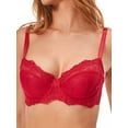 thumbnail image 6 of Deyllo Women's Sheer Lace Non Padded Full Cup Underwire Plus Size Bra, Red 34DD, 6 of 6
