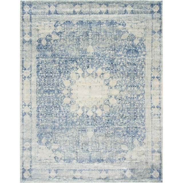 Unique Loom Asheville Farmhouse Area Rug 8' x 10' Rectangular Navy Blue/Beige
