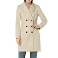 thumbnail image 3 of INSPIRE CHIC Women's Notched Lapel Double Breasted Winter Long Trenchcoat S Cream White, 3 of 8