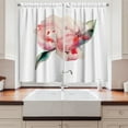 thumbnail image 2 of Ambesonne Peach Kitchen Curtains, Watercolor Penoies Nature, 55"x39", Scarlet Rose Green, 2 of 3