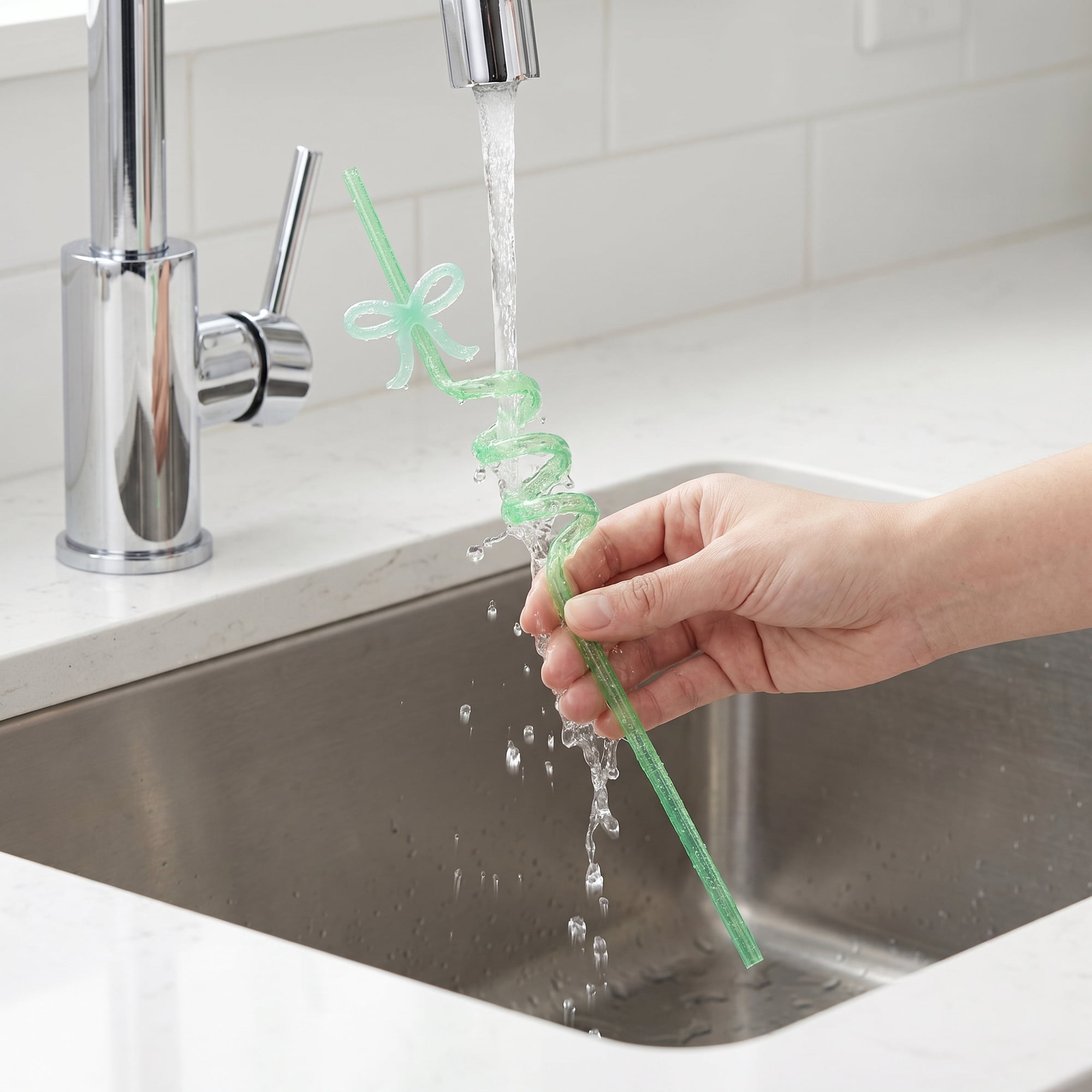 Unique Bargains 10Pcs Reusable Plastic Dishwasher Safe Straws Green