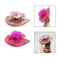 thumbnail image 1 of Sombrero de malla de 2 piezas, elegante flor, cóctel, fiesta de té, Derby de Kentucky rosa rosa roja Hugo sombrero tocado, 1 of 10