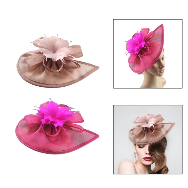 Sombrero de malla de 2 piezas, elegante flor, cóctel, fiesta de té, Derby de Kentucky rosa rosa roja Hugo sombrero tocado