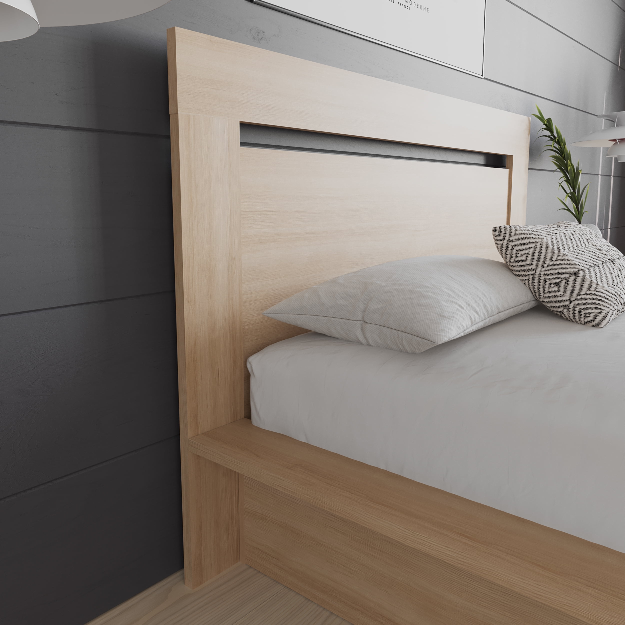 Nexera Malibu Full Size Headboard, Natural Blonde Oak