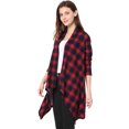 thumbnail image 2 of INSPIRE CHIC Women's Handkerchief Hem Open Front Plaids Cardigan, 2 of 7