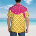 thumbnail image 4 of Gaeub Red Ice Cream Print Men's Hawaiian Shirt,Button Down Short Sleeves Shirts,Tropical Beach Casual Button Down Shirts,3X-Large, 4 of 7
