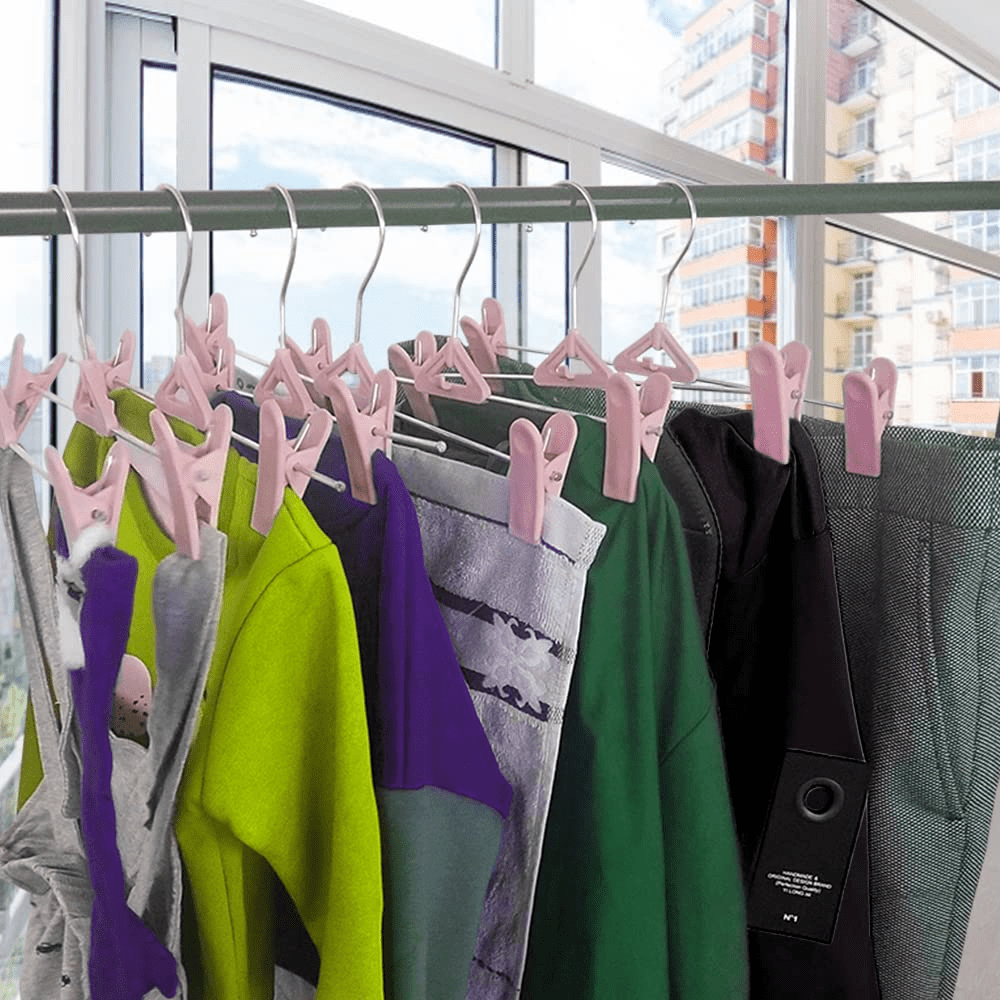 Northern Brothers Space-Saving Adjustable Non-Slip Pants Hangers For Adults & Kids(50-Pack, Pink)