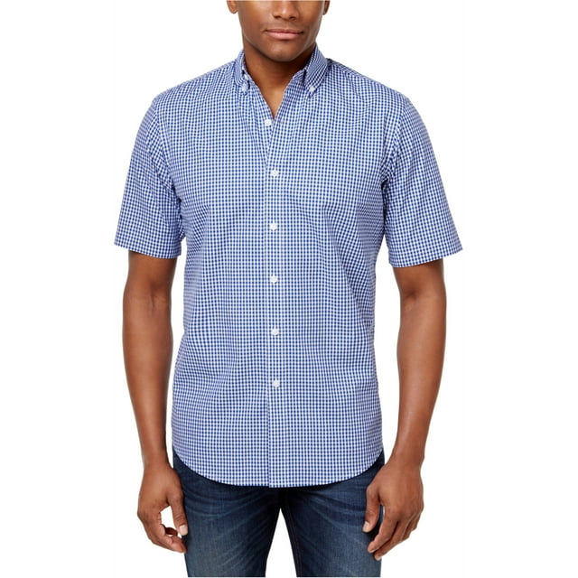 Club Room Mens Skylark Button Up Shirt, Blue, Small