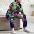 thumbnail image 7 of Naloa Howling Wolf Men’s Pajamas Set - Long Sleeve Button Down Sleep Shirt and Pajama Bottoms Sleepwear Set-X-Large, 7 of 7