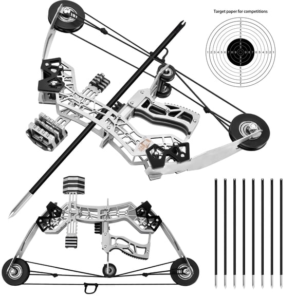 10.24‑Inch Mini Compound Bow and Arrow Set, Portable, Includes 8 Arrows for Beginner Target Shooting Practice