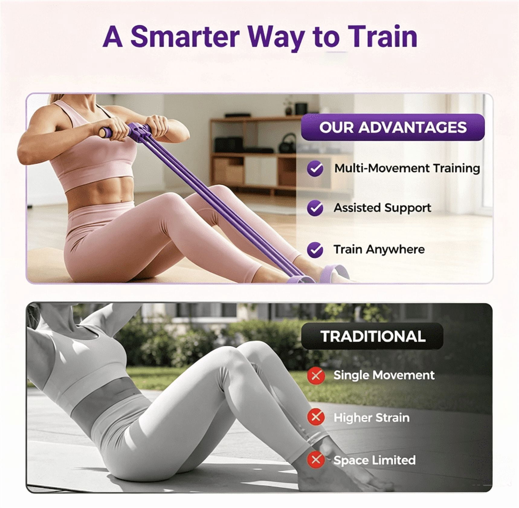 Pedal Resistance Bands with Handles, Upgrade 6-Tube Foot Pedal Resistance Band, Multifunction Tension Rope for Home Workout, Resistance Band for Arms, Legs, Abdomen, Waist Training