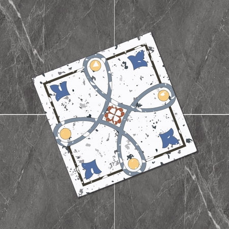 Zhuge Floor stickers self-adhesive living room floor beautification PVC tiles terrazzo texture anti slip decoration floor stickers waterproof (8 pieces, blue)