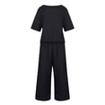 thumbnail image 4 of 2 Piece Lounge Sets for Women Summer 2026 Short Sleeve Matching Wide Leg Outfits Casual Spring Travel Beach Vacation Sweatsuit, 4 of 4