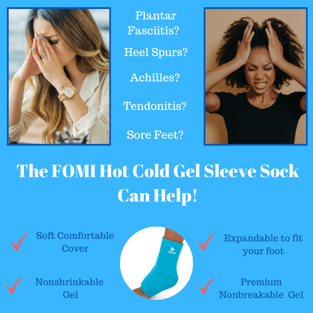 FOMI Hot Cold Ankle Foot Gel Ice Pack Wrap | Premium Comfort 360 Degree Solid Gel Cooling Compression | One Size Fits Most