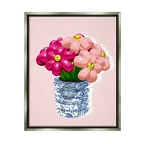 Stupell Industries Balloon Bouquet in Vase Abstract Painting Gray Floater Framed Art Print Wall Art, 17 x 21