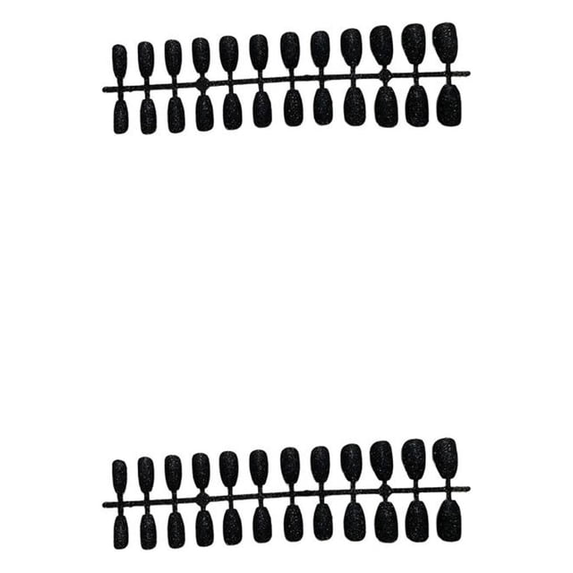 Vogacara Uñas postizas con purpurina para mujer, herramientas de manicura desmontables artificiales esmeriladas, accesorios puntiagudos Negro 2Conjunto