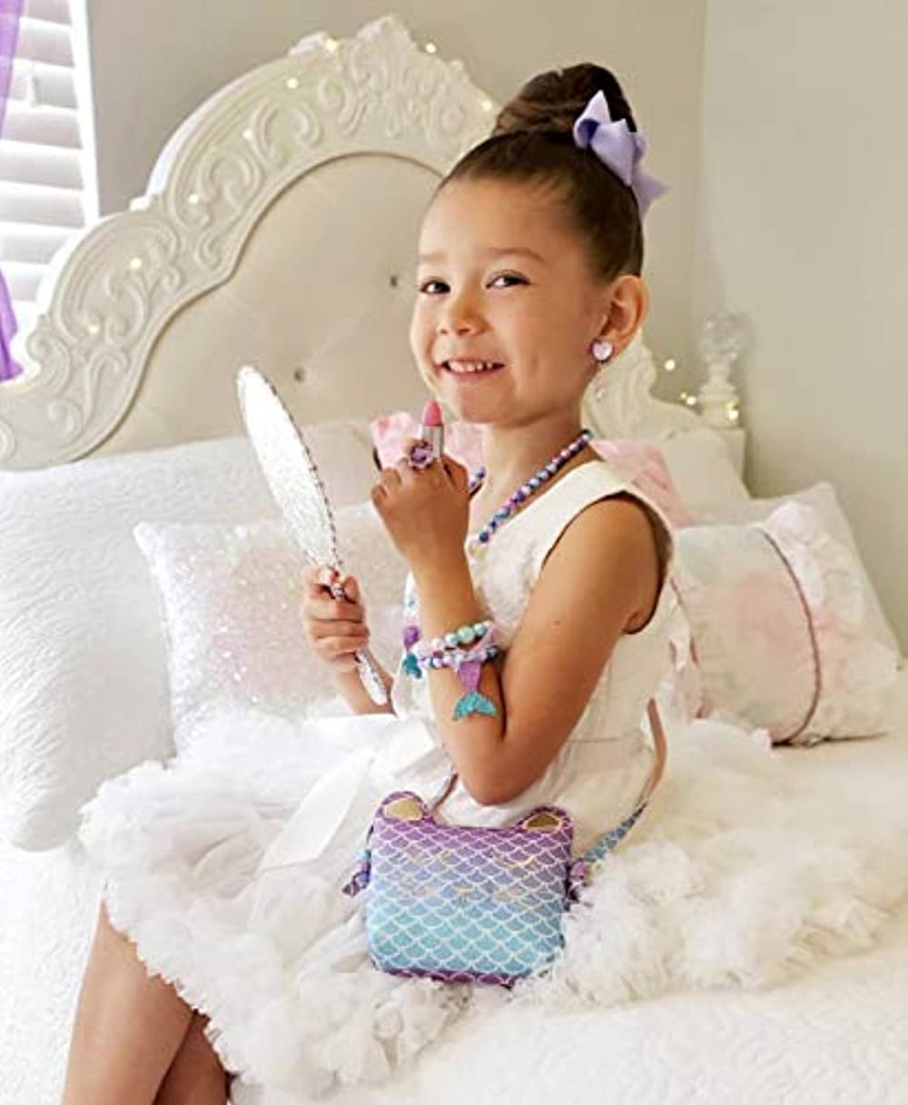 Pink Purple Rainbow mibasies Little Girls Dress Up Jewelry Pretend Play Kids Toddler Unicorn Purse 
