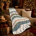 thumbnail image 3 of Blue Winter Stripe Pattern with Moon and Snowflakes, Peaceful Nordic Style for Holiday Lovers, Frosty Icon Rows and Christmas Gift, Cozy Flannel Blanket for Bedroom and Guest Room, Home Decor, 3 of 9