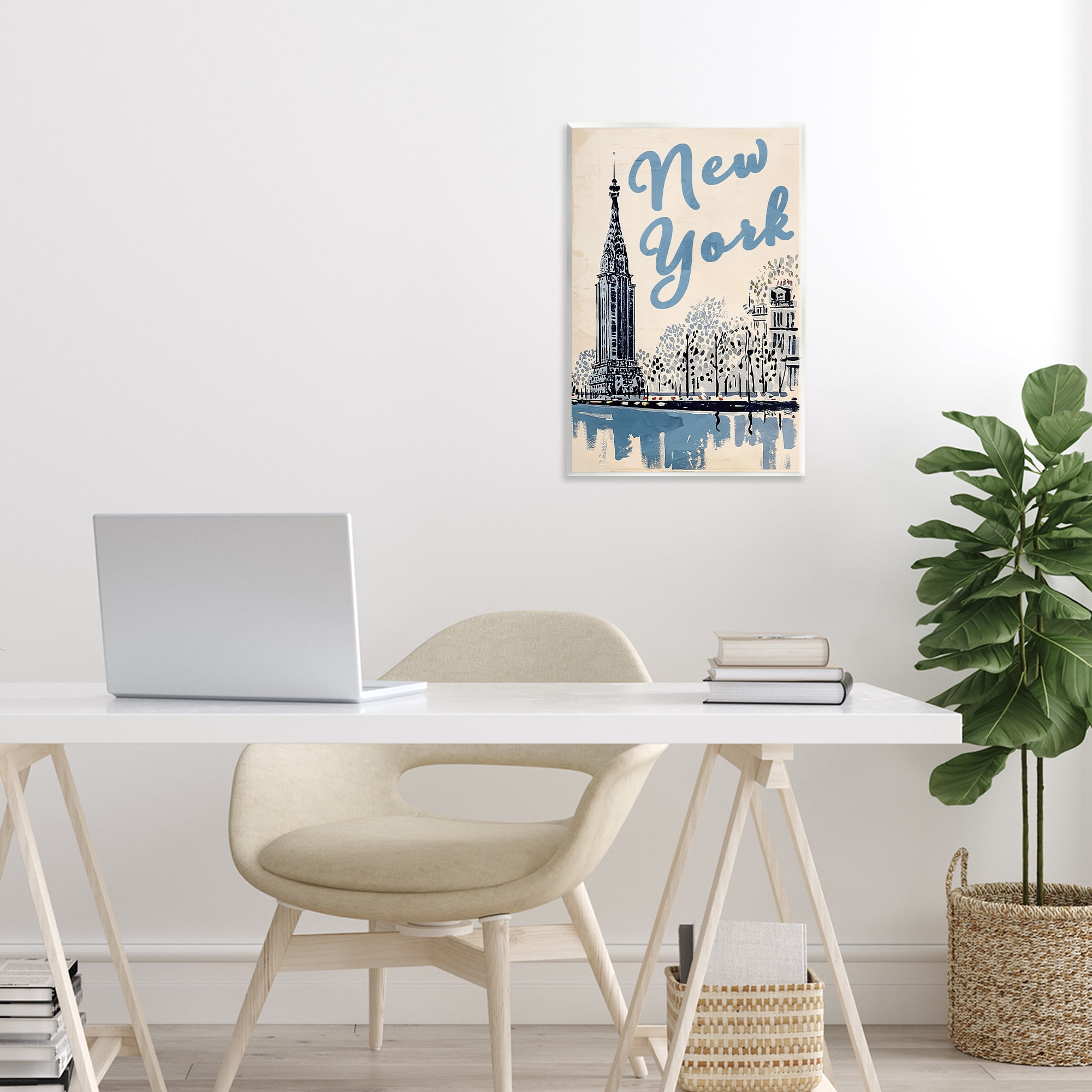 Stupell Industries Blue & Beige New York Travel Wall Plaque Art, design by Annabelle Hall