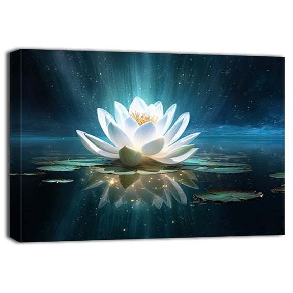 ZHONGYUTONG Lotus Flower Painting Zen Canvas Wall Art Spa Meditation Picture Prints Decor (20"x30")