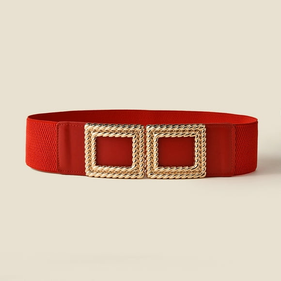 Up To $10 Belt Red Women Fashion Waist Belt Narrow Stretch Dress Belt Thin Buckle Leather Waistband