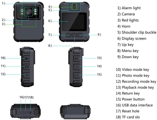 Police Body Cameras with Audio and Video Recording, Body Mounted Video Camera Built-in 64GB, Personal Wearable Cam with 2.0” Screen, Night Vision, IP65, for Police Law Enforcement, Security(No Wifi)