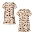 thumbnail image 5 of Salouo Beagle Dog On Brown Print Short Sleeve Sleepshirt for Womens Comfy Nightgown Scoopneck Cute Nightdress Ruffle -Large, 5 of 7