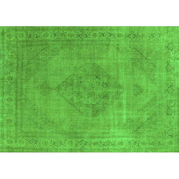 Ahgly Company Indoor Rectangle Oriental Green Industrial Area Rugs, 7' x 10'