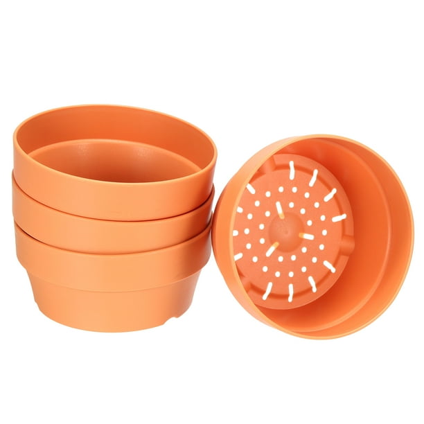 Macetas de Plástico de 5" con Agujeros Contenedor de Plantas, Naranja 4 Paquete