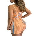 thumbnail image 3 of Women Floral Print Rompers  Deep V-Neck Sleeveless Summer Short Jumpsuits with Waist Belt, 3 of 6